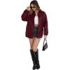 imageXIEERDUO Faux Leather Jacket Women Oversized Motorcycle Bomber Coats Zip Up Sleeve Pocket 2025 Fall Winter ClothesRed