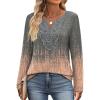 imageXIEERDUO Boho Tops for Women Blouses Dressy Casual V Neck Long Sleeve Shirts Fall Outfits Trendy Vacation ClothesZ Grey Coral