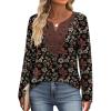 imageXIEERDUO Boho Tops for Women Blouses Dressy Casual V Neck Long Sleeve Shirts Fall Outfits Trendy Vacation ClothesZ Grey Printed