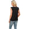 imageXIEERDUO Womens Tank Tops Loose Fit Casual Fashion Summer Soft Pleated V Neck Sleeveless BlousesAblack