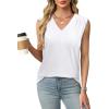 imageXIEERDUO Womens Tank Tops Loose Fit Casual Fashion Summer Soft Pleated V Neck Sleeveless BlousesAwhite