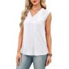 imageXIEERDUO Womens Tank Tops Loose Fit Casual Fashion Summer Soft Pleated V Neck Sleeveless BlousesAwhite
