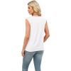 imageXIEERDUO Womens Tank Tops Loose Fit Casual Fashion Summer Soft Pleated V Neck Sleeveless BlousesAwhite