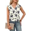 imageXIEERDUO Womens Tank Tops Loose Fit Casual Fashion Summer Soft Pleated V Neck Sleeveless BlousesBeige Black Flowers
