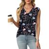 imageXIEERDUO Womens Tank Tops Loose Fit Casual Fashion Summer Soft Pleated V Neck Sleeveless BlousesBlack Print