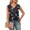 imageXIEERDUO Womens Tank Tops Loose Fit Casual Fashion Summer Soft Pleated V Neck Sleeveless BlousesBlack Print