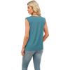 imageXIEERDUO Womens Tank Tops Loose Fit Casual Fashion Summer Soft Pleated V Neck Sleeveless BlousesBlue