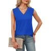 imageXIEERDUO Womens Tank Tops Loose Fit Casual Fashion Summer Soft Pleated V Neck Sleeveless BlousesDark Blue