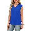 imageXIEERDUO Womens Tank Tops Loose Fit Casual Fashion Summer Soft Pleated V Neck Sleeveless BlousesDark Blue