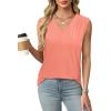 imageXIEERDUO Womens Tank Tops Loose Fit Casual Fashion Summer Soft Pleated V Neck Sleeveless BlousesPink