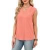 imageXIEERDUO Womens Tank Tops Loose Fit Casual Fashion Summer Soft Pleated V Neck Sleeveless BlousesPink