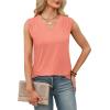 imageXIEERDUO Womens Tank Tops Loose Fit Casual Fashion Summer Soft Pleated V Neck Sleeveless BlousesPink