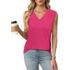 imageXIEERDUO Womens Tank Tops Loose Fit Casual Fashion Summer Soft Pleated V Neck Sleeveless BlousesRed
