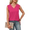 imageXIEERDUO Womens Tank Tops Loose Fit Casual Fashion Summer Soft Pleated V Neck Sleeveless BlousesRed