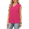 imageXIEERDUO Womens Tank Tops Loose Fit Casual Fashion Summer Soft Pleated V Neck Sleeveless BlousesRed