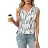 imageXIEERDUO Womens Tank Tops Loose Fit Casual Fashion Summer Soft Pleated V Neck Sleeveless BlousesVertical Stripe Print