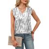 imageXIEERDUO Womens Tank Tops Loose Fit Casual Fashion Summer Soft Pleated V Neck Sleeveless BlousesVertical Stripe Print
