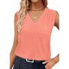 imageXIEERDUO Womens Tank Tops Loose Fit Casual Fashion Summer Soft Pleated V Neck Sleeveless BlousesPink
