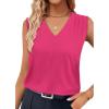 imageXIEERDUO Womens Tank Tops Loose Fit Casual Fashion Summer Soft Pleated V Neck Sleeveless BlousesRed