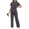 imageXIEERDUO 2 Piece Outfits for Women Summer Lounge Sets Spring Loungewear Teacher School Tracksuits Airport Track Suits Vacation Clothes Travel Sweatsuits Wide Leg Long Pants Matching Clothing Grey M