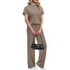 imageXIEERDUO Lounge Sets for Women Fashion Summer 2026 2 Piece Outfits Spring Short Sleeve Loungewear Airport Tracksuits Travel Track Suits Vacation Clothes Wide Leg Pants Matching Clothing Khaki M