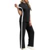 imageXIEERDUO Womens Lounge Sets Casual Summer 2 Piece Outfits Spring Batwing Sleeve Loungewear Airport Tracksuit Travel Track Suits Vacation Clothes Wide Leg Long Pants Matching Clothing Black XL