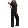 imageXIEERDUO Womens Lounge Sets Casual Summer Two Piece Outfits Spring Batwing Sleeve Loungewear Airport Tracksuits Travel Track Suits Vacation Clothes Wide Leg Long Pants Matching Clothing Black XL