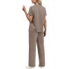 imageXIEERDUO Womens Lounge Sets Casual Summer Two Piece Outfits Spring Batwing Sleeve Loungewear Airport Tracksuits Travel Track Suits Vacation Clothes Wide Leg Long Pants Matching Clothing Khaki XL