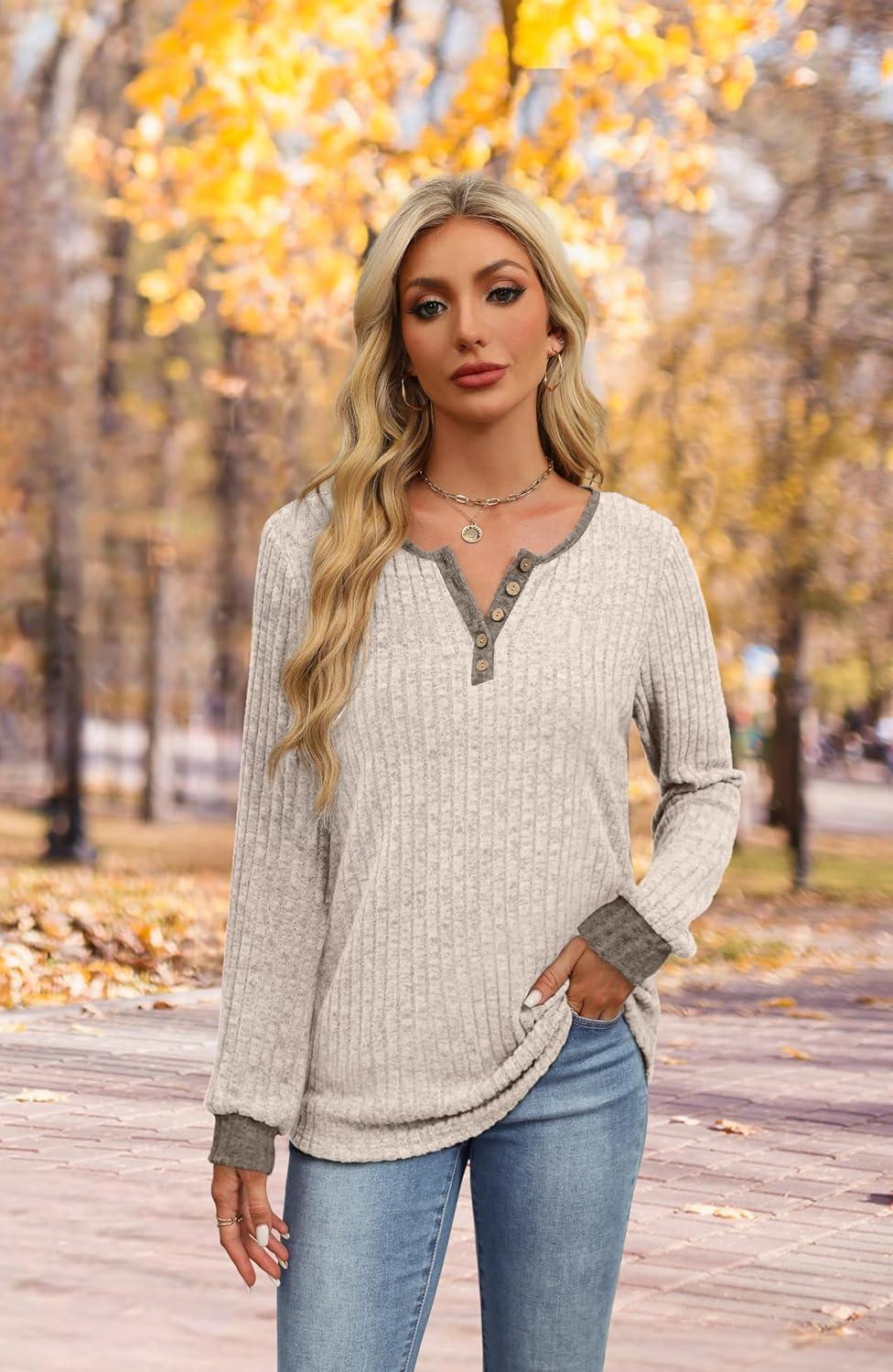 imageXIEERDUO Sweater for Women Winter Clothing Long Sleeve Shirts Fall Fashion Must Haves Comfiest Airport Outfits TrendyZapricot