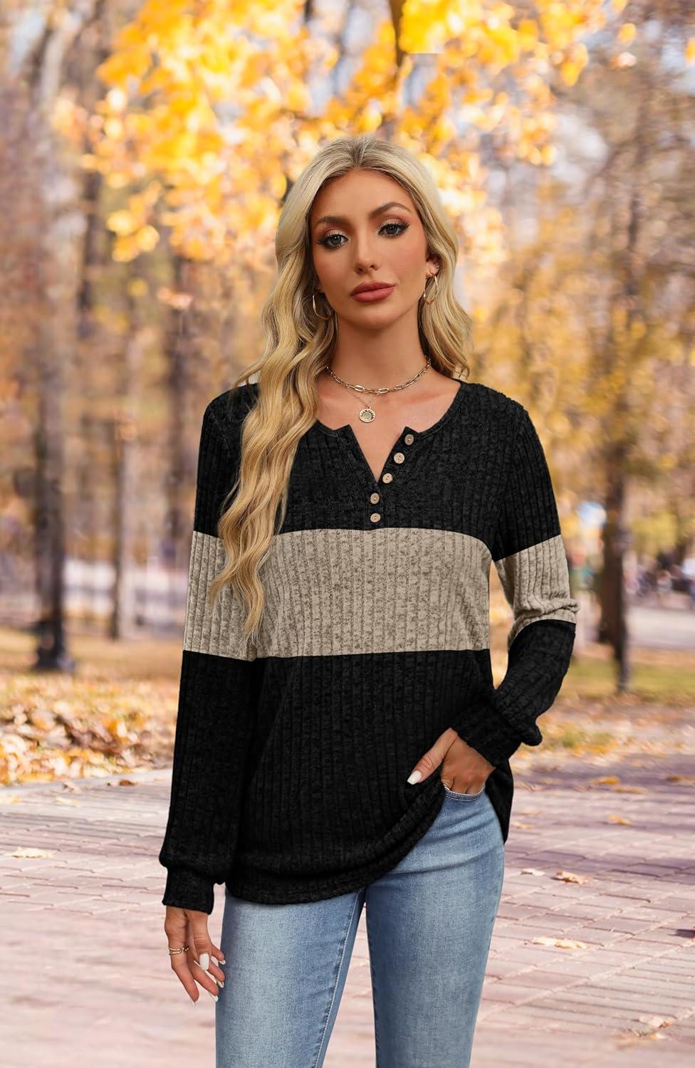 imageXIEERDUO Sweater for Women Winter Clothing Long Sleeve Shirts Fall Fashion Must Haves Comfiest Airport Outfits TrendyZblack2