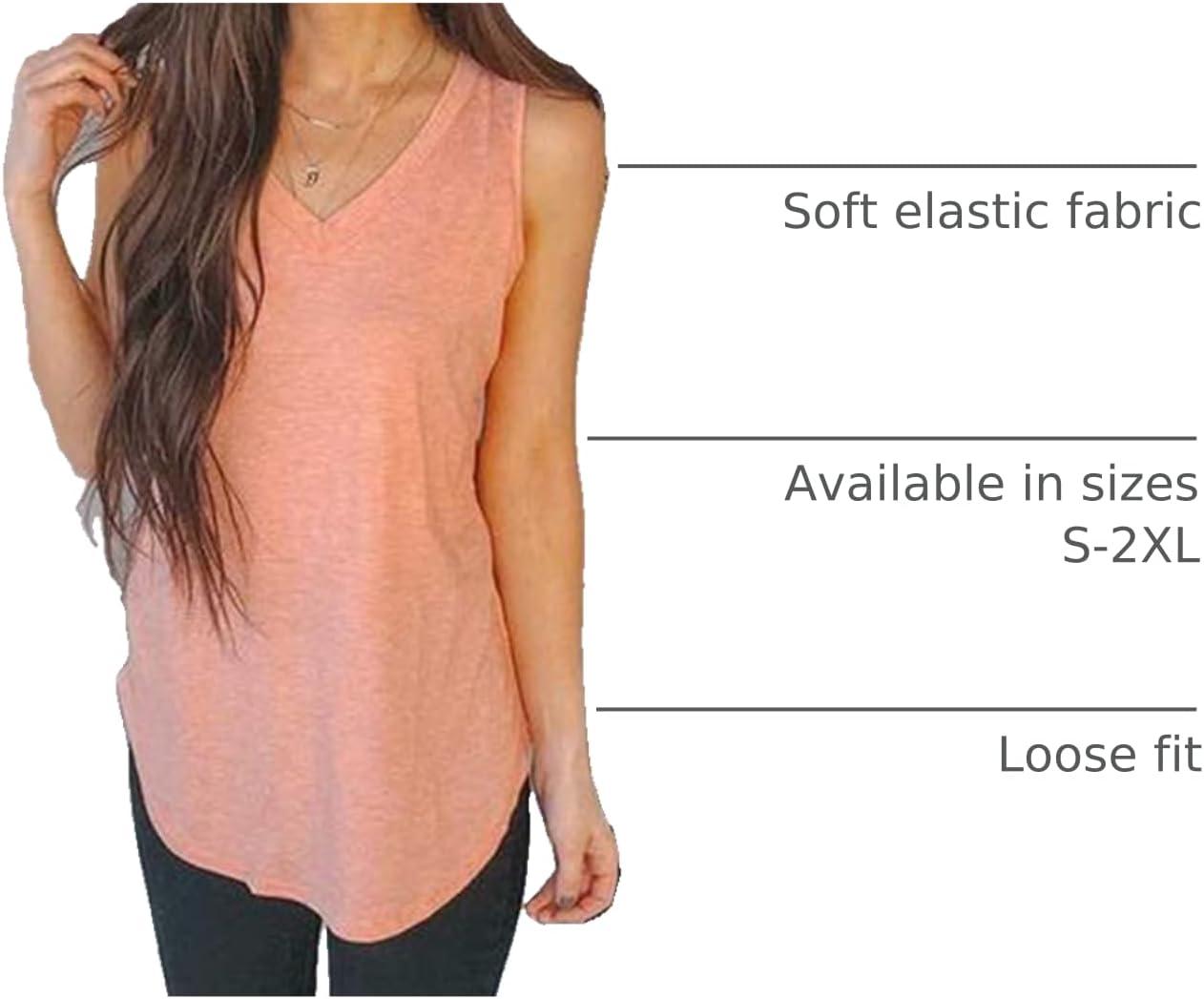 imageXIEERDUO Womens Tank Tops V Neck Basic Solid Color Casual Flowy Summer Sleeveless01pink