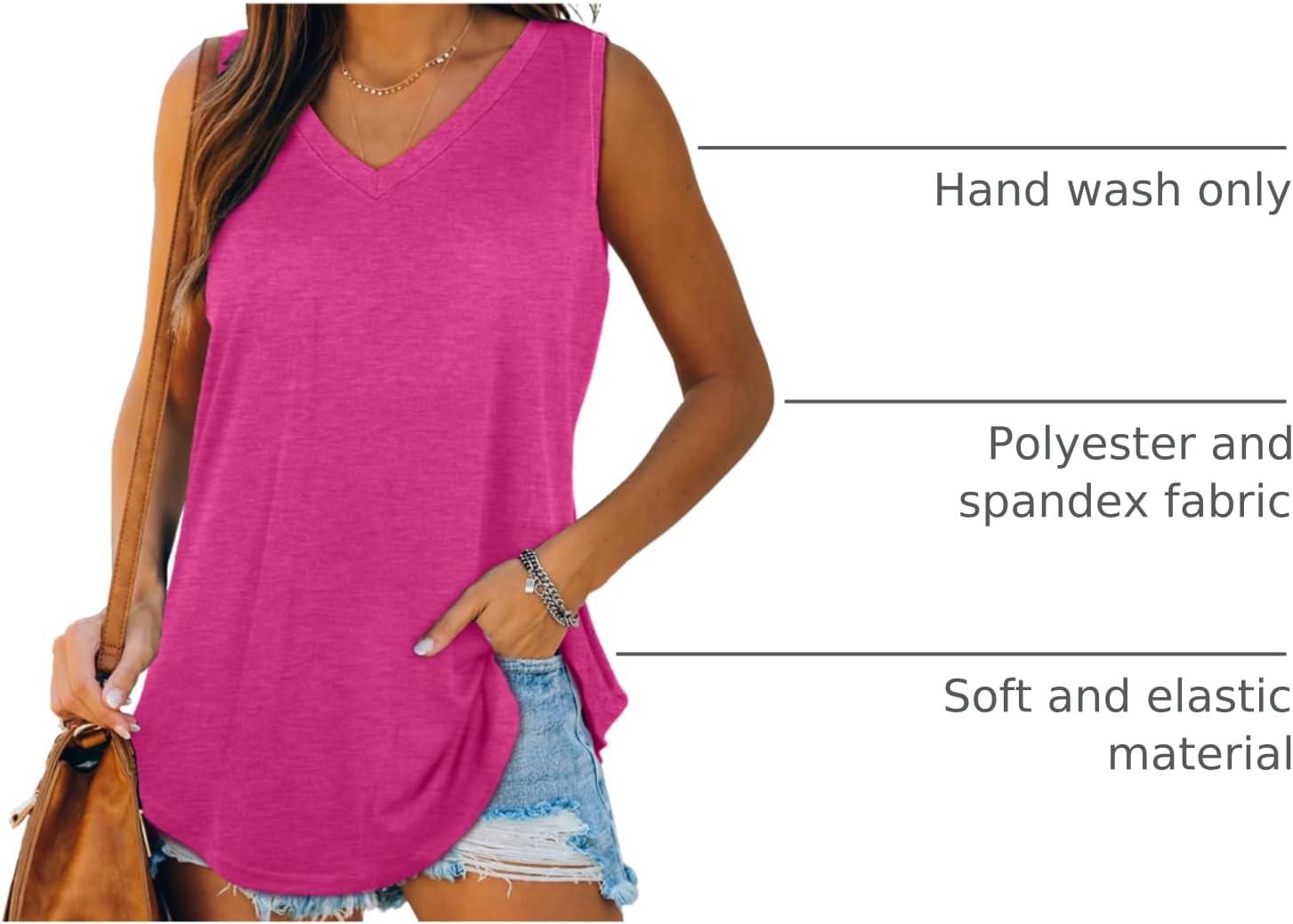 imageXIEERDUO Womens Tank Tops V Neck Basic Solid Color Casual Flowy Summer Sleeveless01wine