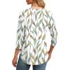 imageXIEERDUO 34 Length Sleeve Womens Tops Round Neck Casual Tunic Tops Basic Pleated Shirts Loose Fit 2025Apatternedwhite Print