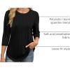 imageXIEERDUO 34 Length Sleeve Womens Tops Round Neck Casual Tunic Tops Basic Pleated Shirts Loose Fit 2025Black