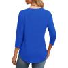 imageXIEERDUO 34 Length Sleeve Womens Tops Round Neck Casual Tunic Tops Basic Pleated Shirts Loose Fit 2025Blue
