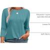 imageXIEERDUO 34 Length Sleeve Womens Tops Round Neck Casual Tunic Tops Basic Pleated Shirts Loose Fit 2025Blue Green