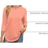 imageXIEERDUO 34 Length Sleeve Womens Tops Round Neck Casual Tunic Tops Basic Pleated Shirts Loose Fit 2025Coral