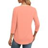 imageXIEERDUO 34 Length Sleeve Womens Tops Round Neck Casual Tunic Tops Basic Pleated Shirts Loose Fit 2025Coral