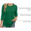imageXIEERDUO 34 Length Sleeve Womens Tops Round Neck Casual Tunic Tops Basic Pleated Shirts Loose Fit 2025Green