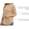 imageXIEERDUO 34 Length Sleeve Womens Tops Round Neck Casual Tunic Tops Basic Pleated Shirts Loose Fit 2025Newapricot