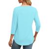 imageXIEERDUO 34 Length Sleeve Womens Tops Round Neck Casual Tunic Tops Basic Pleated Shirts Loose Fit 2025Newmint Green