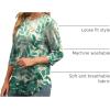 imageXIEERDUO 34 Length Sleeve Womens Tops Round Neck Casual Tunic Tops Basic Pleated Shirts Loose Fit 2025Patternedblue Leaf