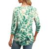 imageXIEERDUO 34 Length Sleeve Womens Tops Round Neck Casual Tunic Tops Basic Pleated Shirts Loose Fit 2025Patternedblue Leaf