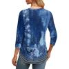 imageXIEERDUO 34 Length Sleeve Womens Tops Round Neck Casual Tunic Tops Basic Pleated Shirts Loose Fit 2025Patternedblue Printed