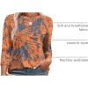imageXIEERDUO 34 Length Sleeve Womens Tops Round Neck Casual Tunic Tops Basic Pleated Shirts Loose Fit 2025Patternedboho Printed