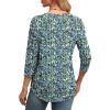imageXIEERDUO 34 Length Sleeve Womens Tops Round Neck Casual Tunic Tops Basic Pleated Shirts Loose Fit 2025Patternedfloral Blue