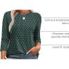 imageXIEERDUO 34 Length Sleeve Womens Tops Round Neck Casual Tunic Tops Basic Pleated Shirts Loose Fit 2025Patternedgreen Printed