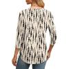 imageXIEERDUO 34 Length Sleeve Womens Tops Round Neck Casual Tunic Tops Basic Pleated Shirts Loose Fit 2025Patternedkhaki Printed