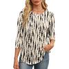 imageXIEERDUO 34 Length Sleeve Womens Tops Round Neck Casual Tunic Tops Basic Pleated Shirts Loose Fit 2025Patternedkhaki Printed