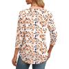 imageXIEERDUO 34 Length Sleeve Womens Tops Round Neck Casual Tunic Tops Basic Pleated Shirts Loose Fit 2025Patternedleaf Printed